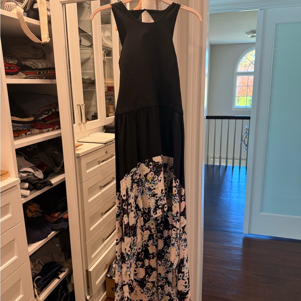 Parker Black and Floral High Low Dress